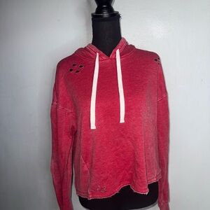 Colsie Distressed Red Drawstring Hoodie